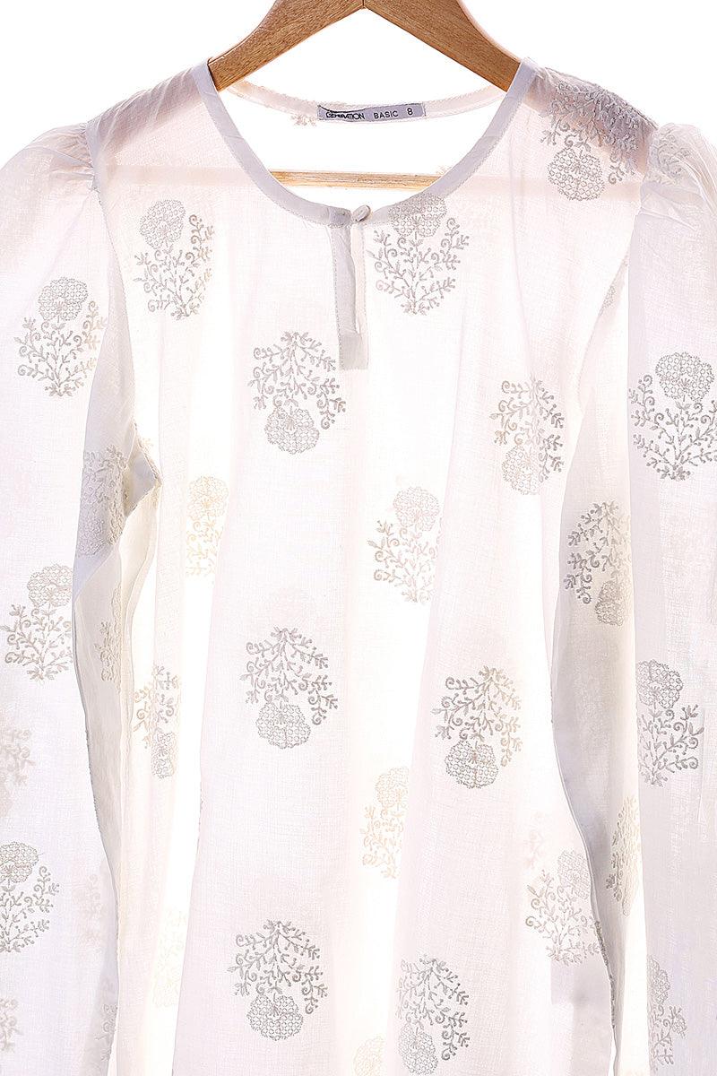 Generation - Bahar Puff Sleeves Kurta - White - Lawn - 1 Piece