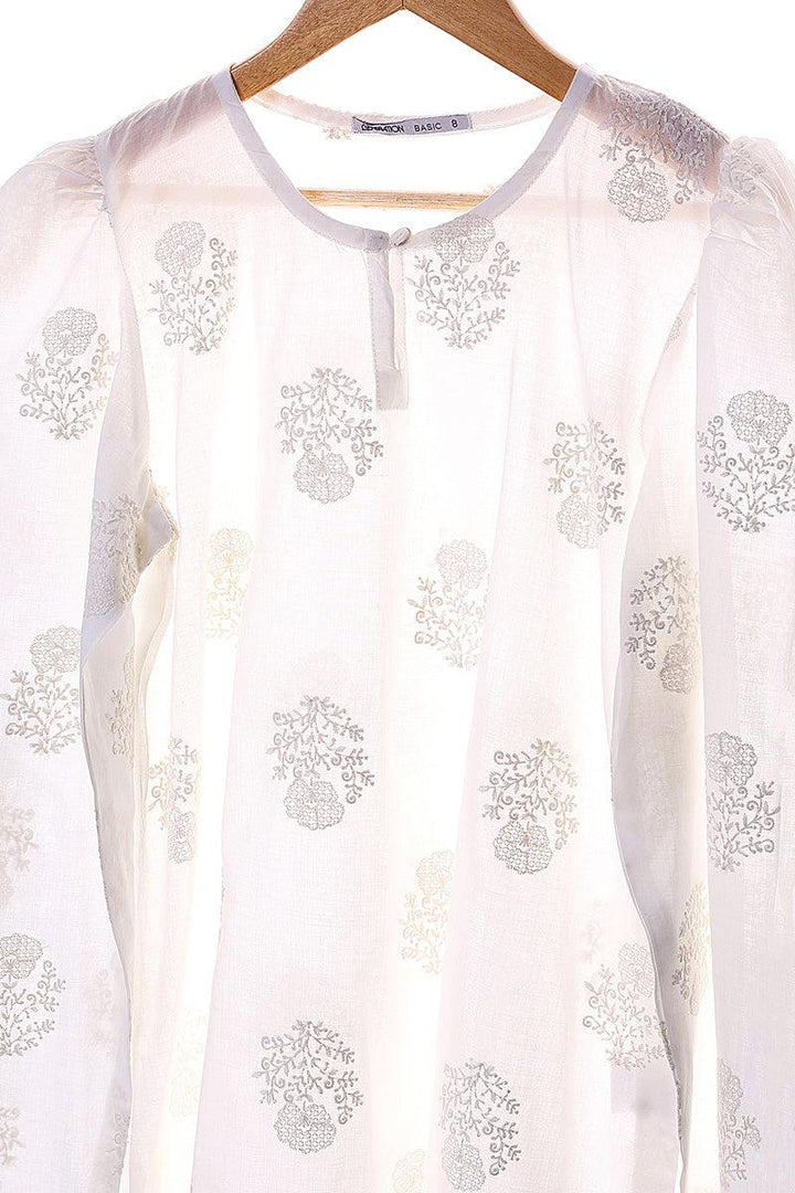 Generation - Bahar Puff Sleeves Kurta - White - Lawn - 1 Piece
