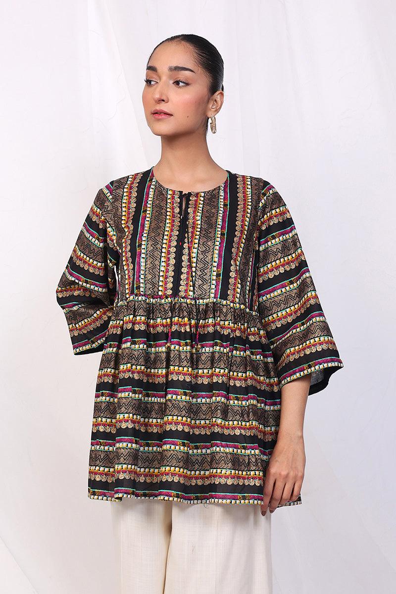 Generation - Zarnigar Peplum Top - Black - Lawn - 1 Piece