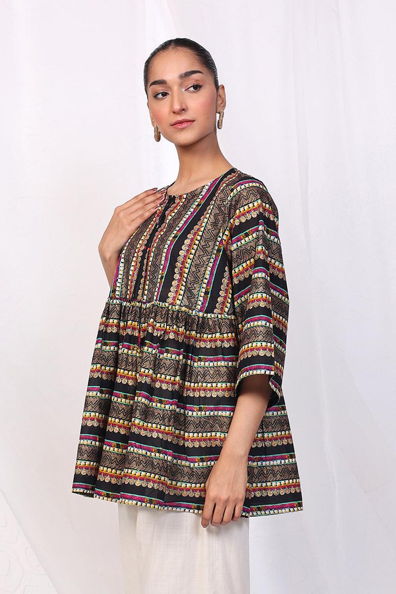 Generation - Zarnigar Peplum Top - Black - Lawn - 1 Piece