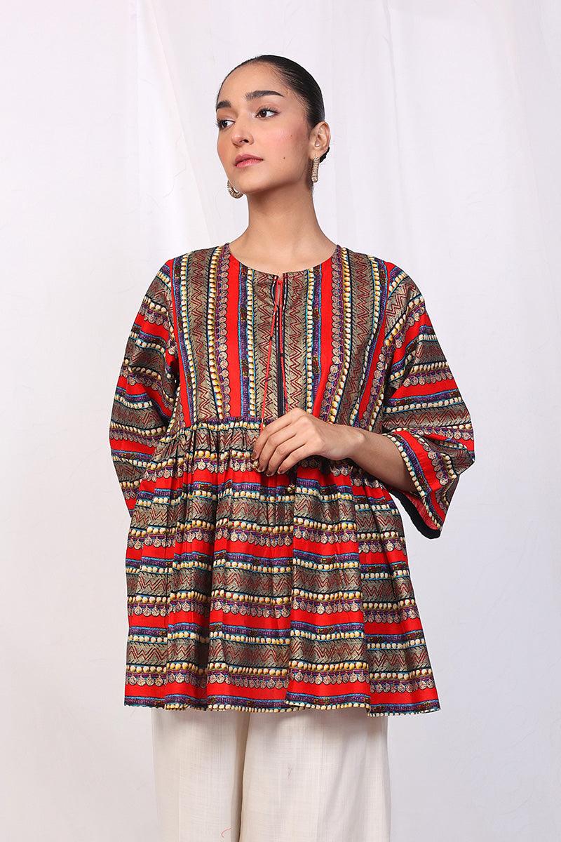 Generation - Zarnigar Peplum Top - Red - Lawn - 1 Piece
