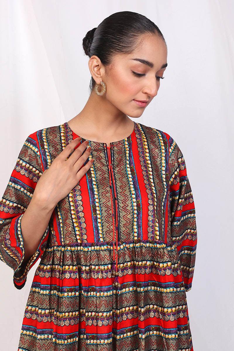 Generation - Zarnigar Peplum Top - Red - Lawn - 1 Piece