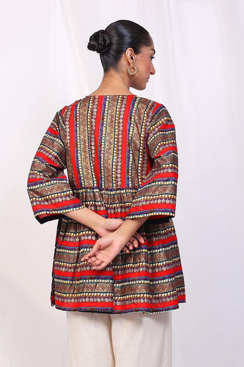 Generation - Zarnigar Peplum Top - Red - Lawn - 1 Piece