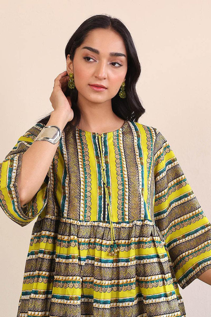 Generation - Zarnigar Peplum Top - Yellow - Lawn - 1 Piece