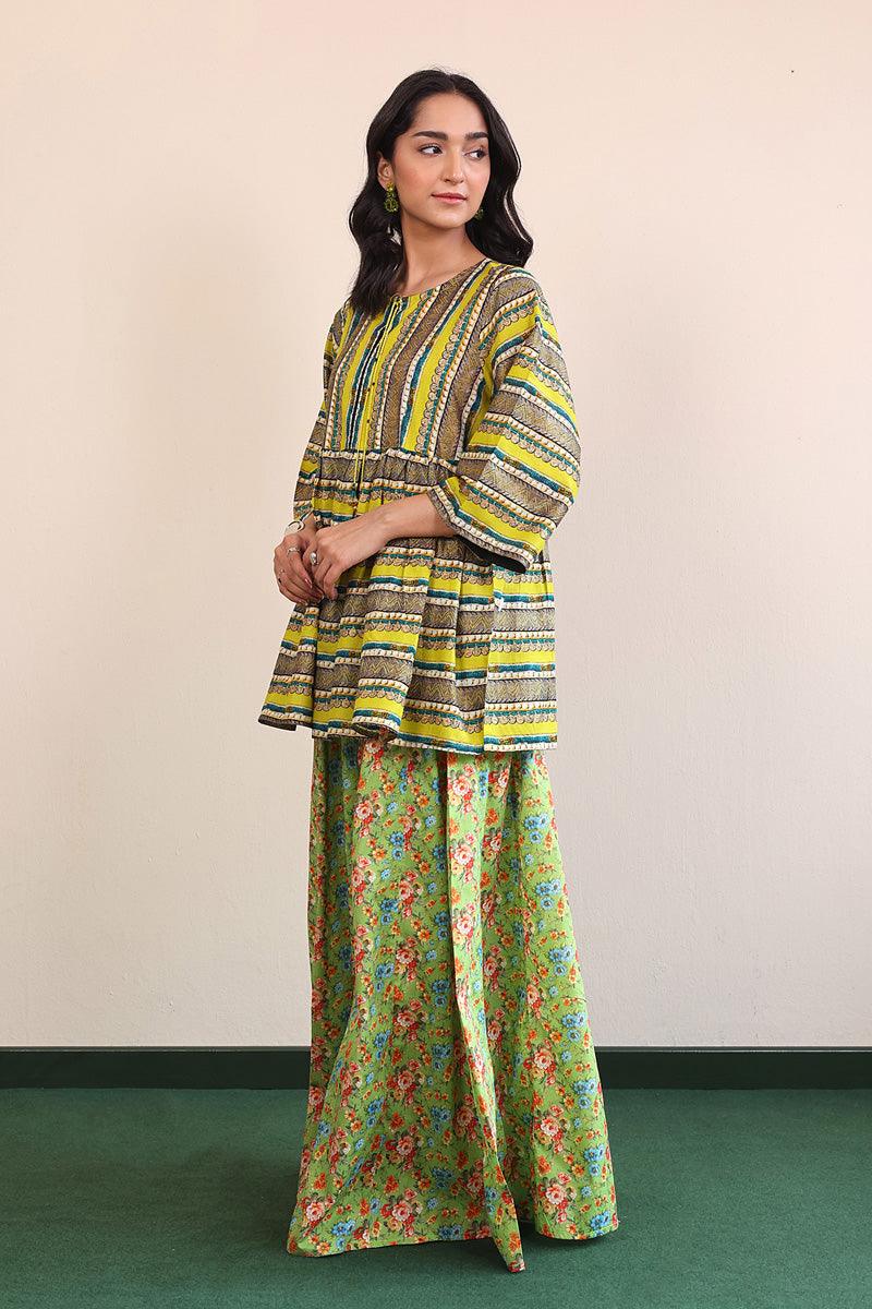 Generation - Zarnigar Peplum Top - Yellow - Lawn - 1 Piece