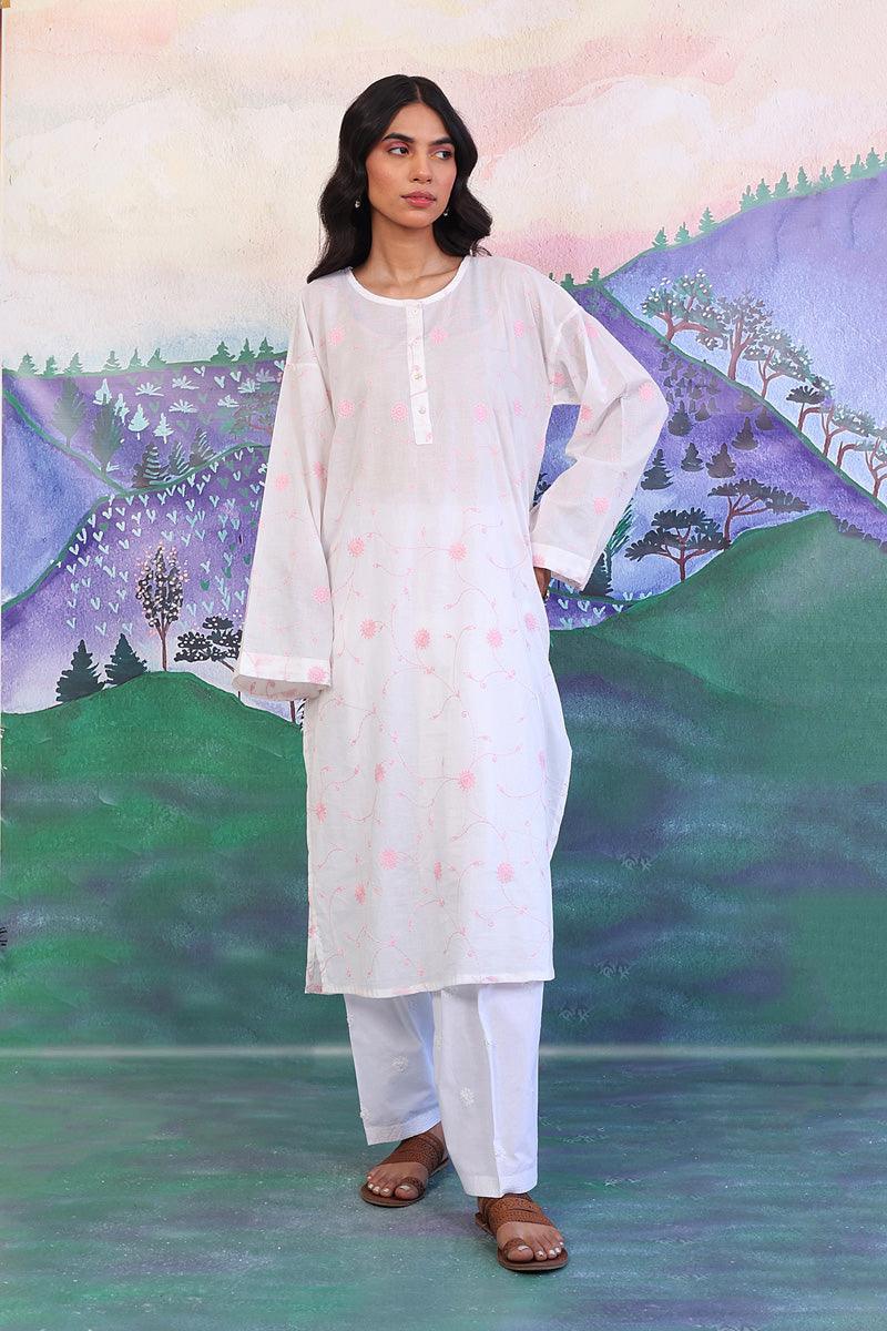 Generation - Bahar Jaal Embroidered Kurta - Red - Lawn - 1 Piece