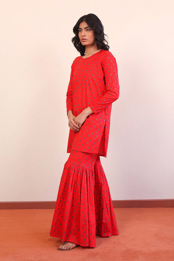 Generation - Afghani Gharara 2-Piece - Red - Lawn