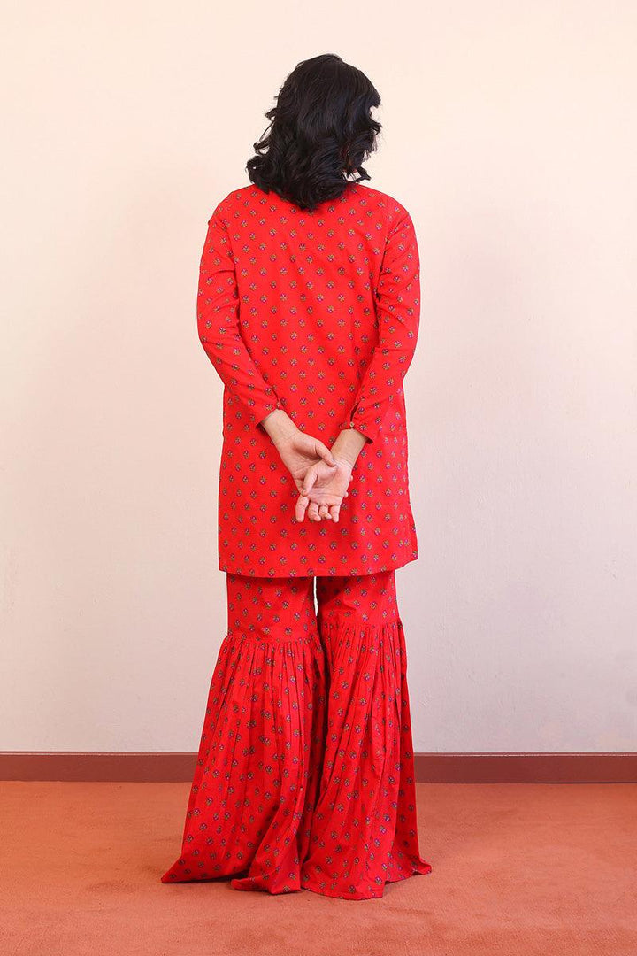 Generation - Afghani Gharara 2-Piece - Red - Lawn