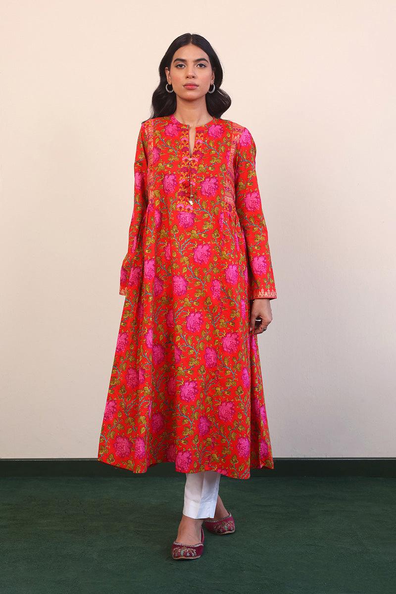 Generation - Afghani Dress - Red - Lawn - 1 Piece