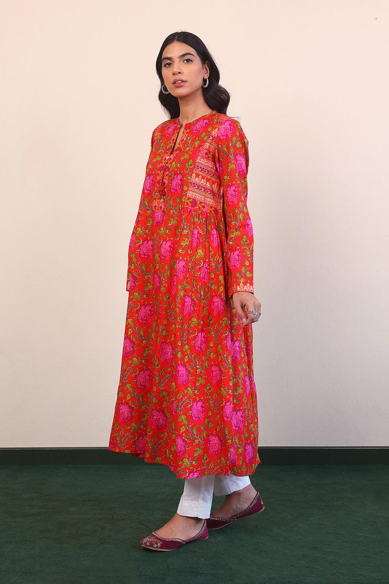 Generation - Afghani Dress - Red - Lawn - 1 Piece