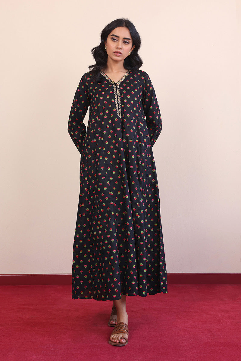 Generation - Afghani Flared Dress - Black - Lawn - 1 Piece