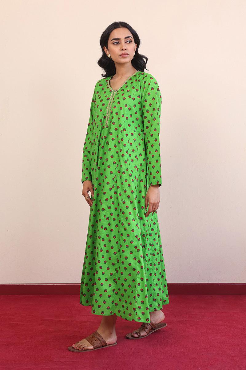 Generation - Afghani Flared Dress - Green - Lawn - 1 Piece