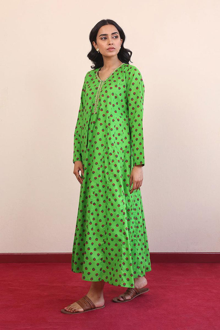 Generation - Afghani Flared Dress - Green - Lawn - 1 Piece
