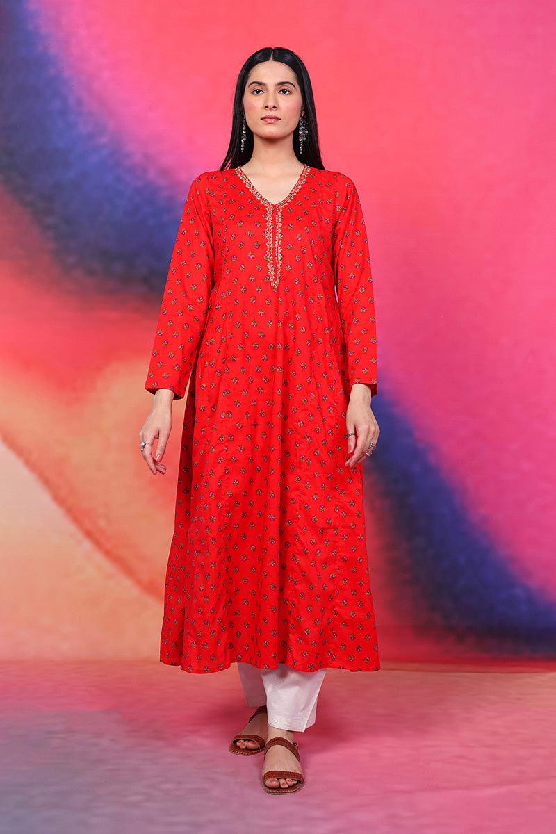 Generation - Afghani Dress - Red - Lawn - 1 Piece