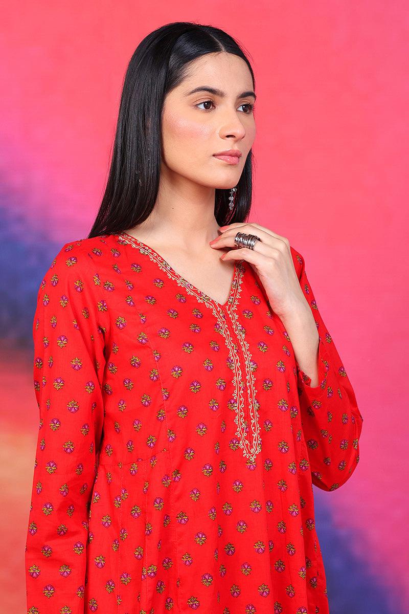 Generation - Afghani Dress - Red - Lawn - 1 Piece