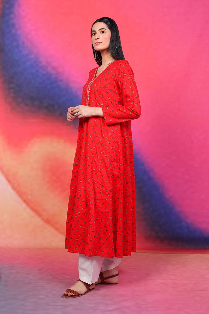 Generation - Afghani Dress - Red - Lawn - 1 Piece