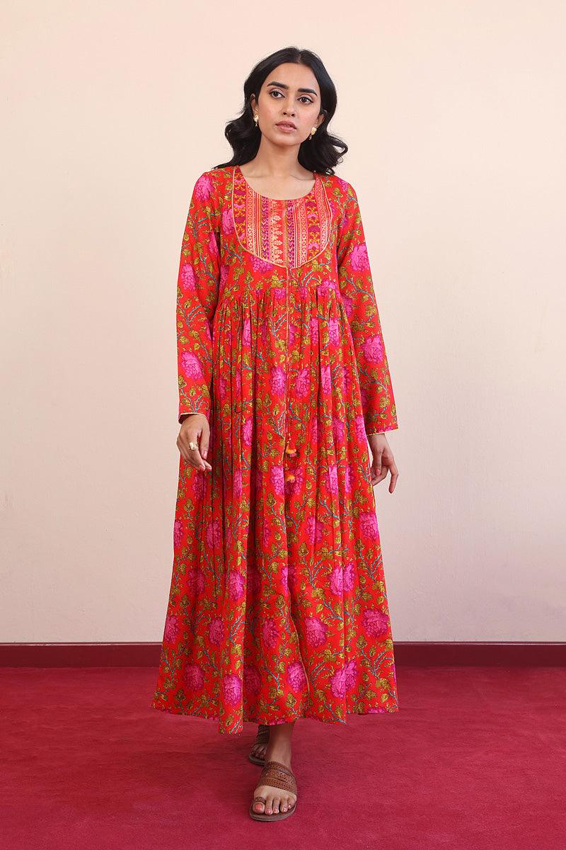 Generation - Afghani Dress - Red - Lawn - 1 Piece