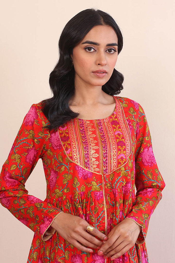 Generation - Afghani Dress - Red - Lawn - 1 Piece