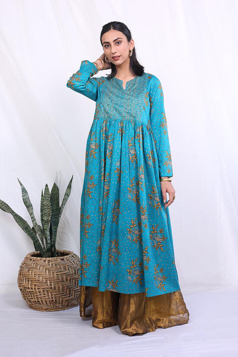 Generartion - Muqaish Dress - 1 Piece - Ferozi - Lawn