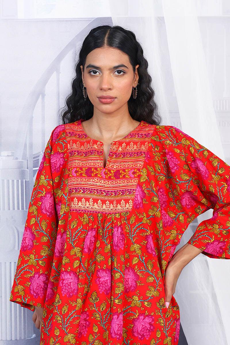 Generation - Afghani Top - Red - Lawn - 1 Piece