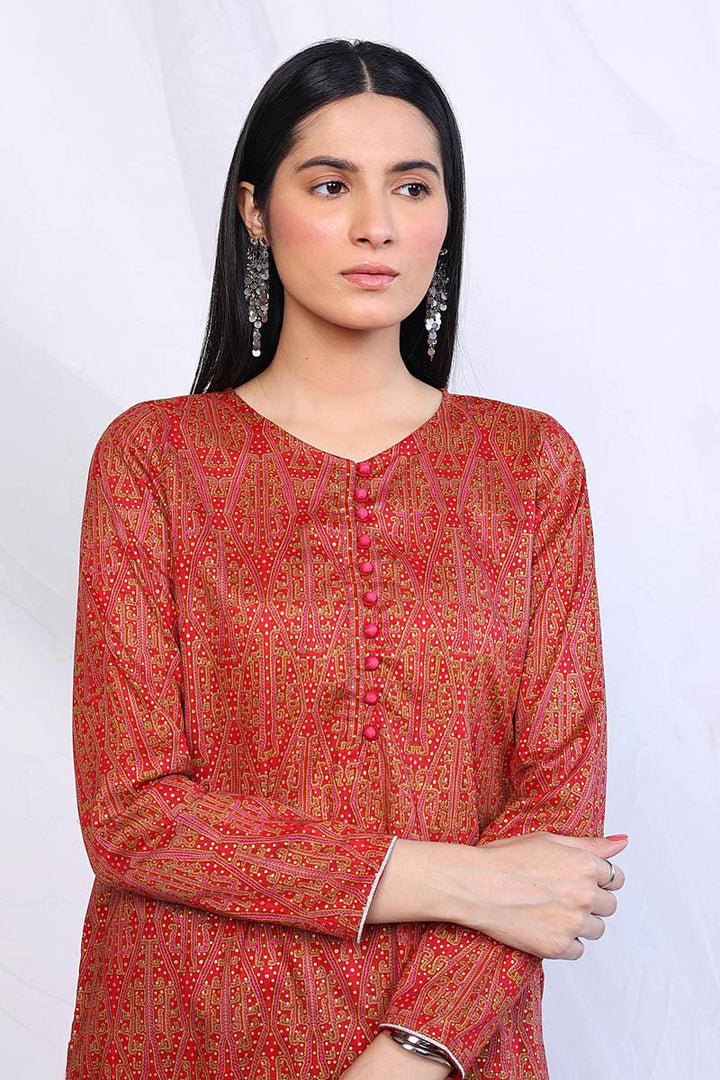 Generation - 2- Piece Sumba Gharara Set - Red - Lawn