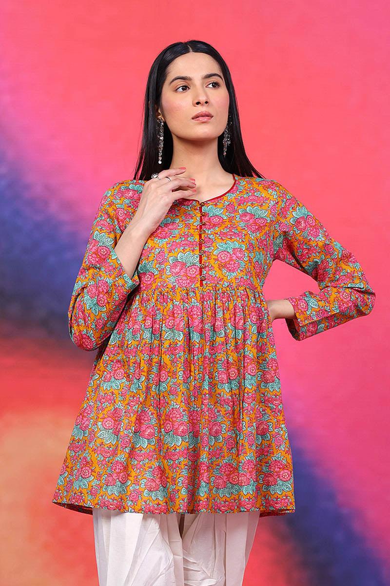Generation - Summer Peplum - Mustard - Lawn - 1 Piece