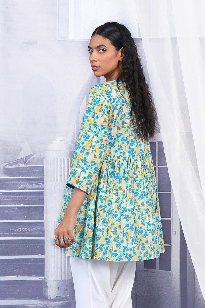 Generation - Floret Peplum Top - Blue - Lawn - 1 Piece