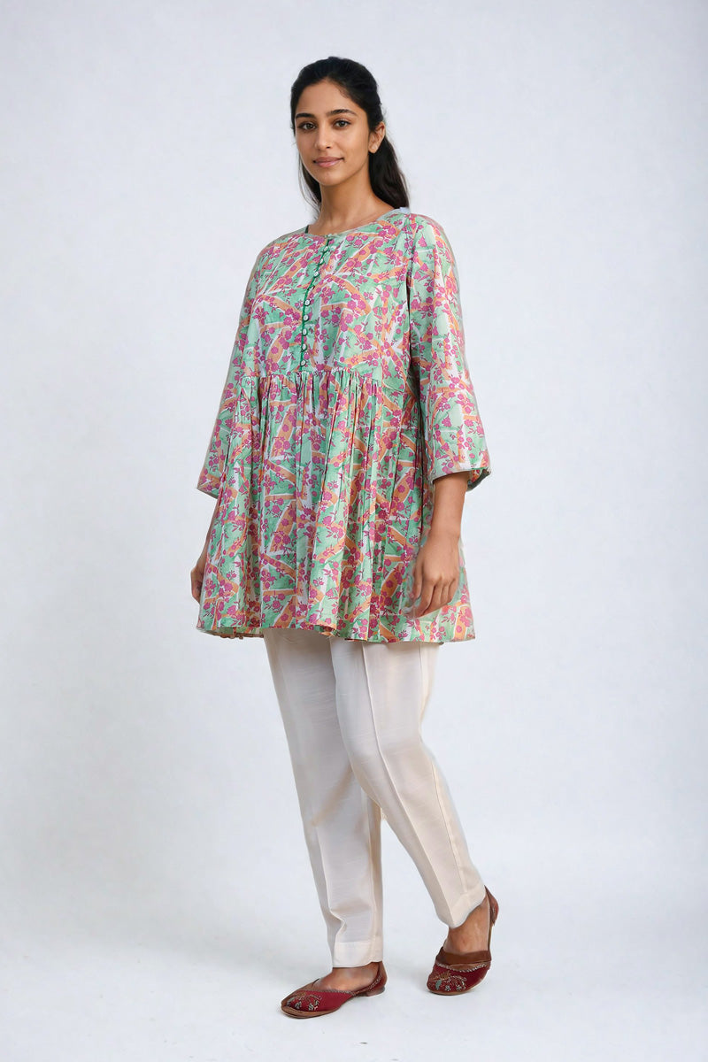 Generation - Floret Peplum Top - Pink - Lawn - 1 Piece