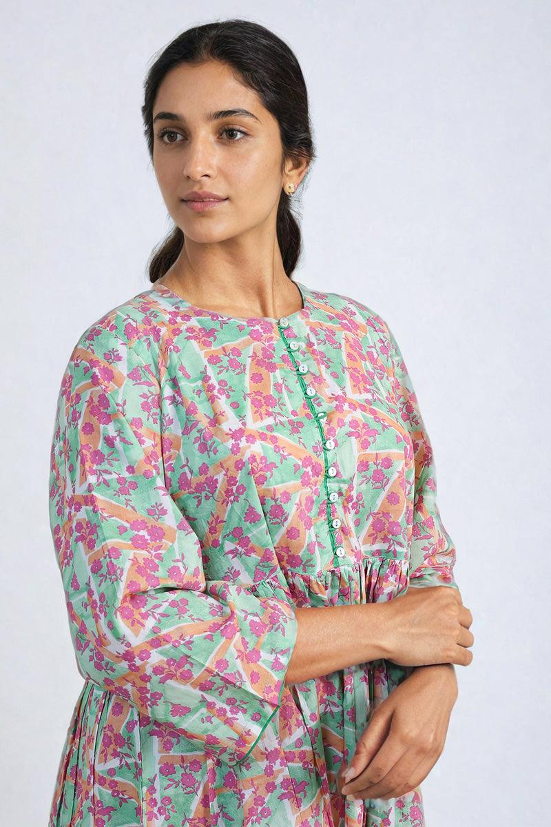 Generation - Floret Peplum Top - Pink - Lawn - 1 Piece