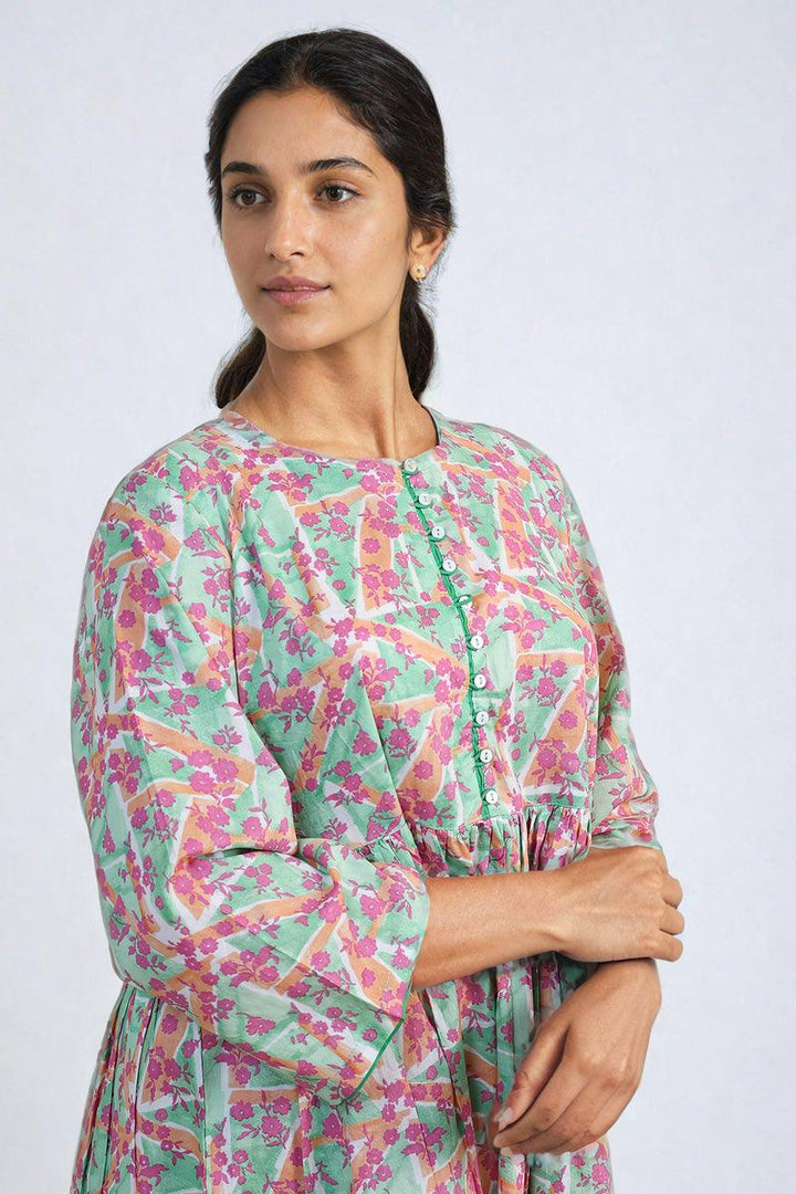 Generation - Floret Peplum Top - Pink - Lawn - 1 Piece