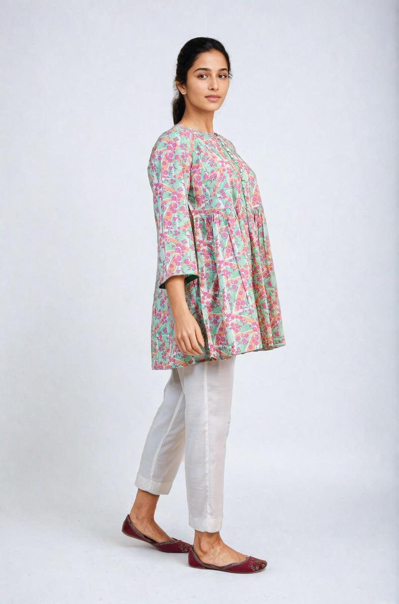 Generation - Floret Peplum Top - Pink - Lawn - 1 Piece