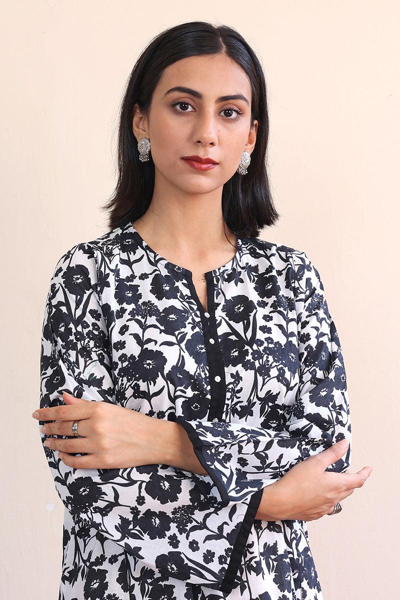 Generation - Floret Kurtas - Black - Lawn - 1 Piece