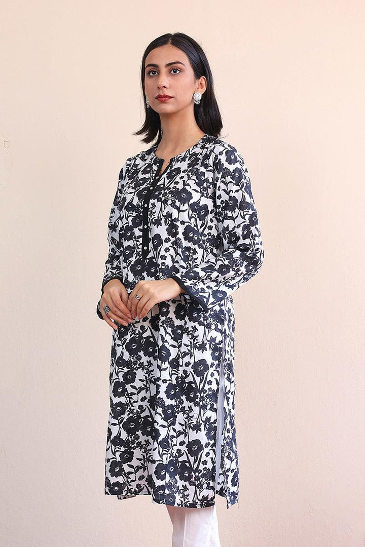 Generation - Floret Kurtas - Black - Lawn - 1 Piece