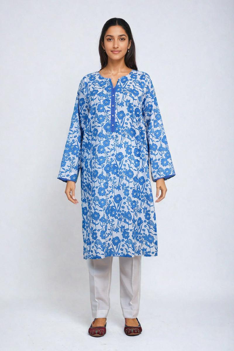 Generation - Floret Kurta - Blue - Lawn - 1 Piece