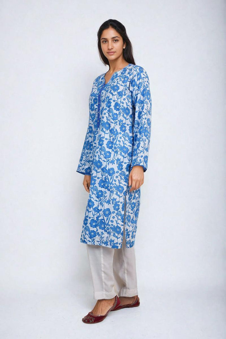 Generation - Floret Kurta - Blue - Lawn - 1 Piece
