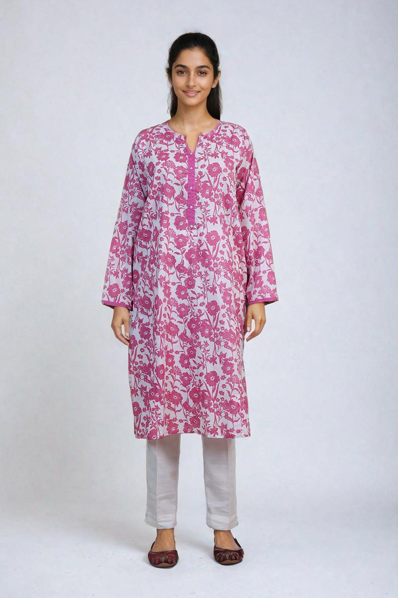 Generation - Floret Kurta - Pink - Lawn - 1 Piece