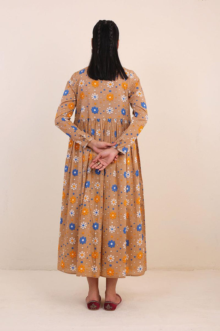 Generation - Jamdani Flared Dress - Beige - Lawn - 1 Piece