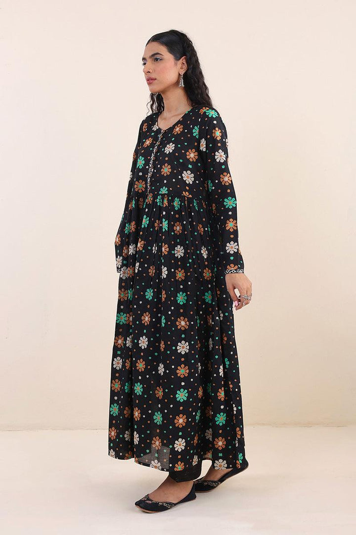 Generation - Jamdani Flared Dress - Black - Lawn - 1 Piece