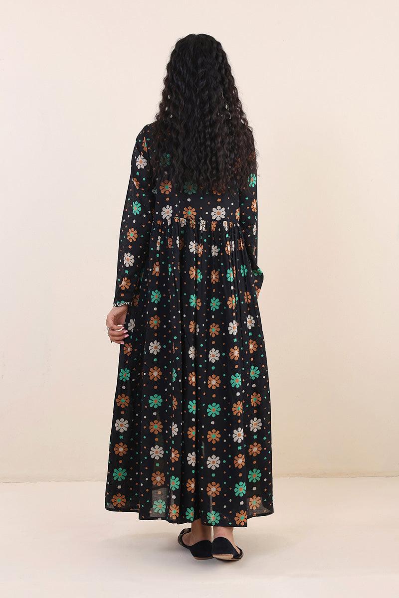 Generation - Jamdani Flared Dress - Black - Lawn - 1 Piece