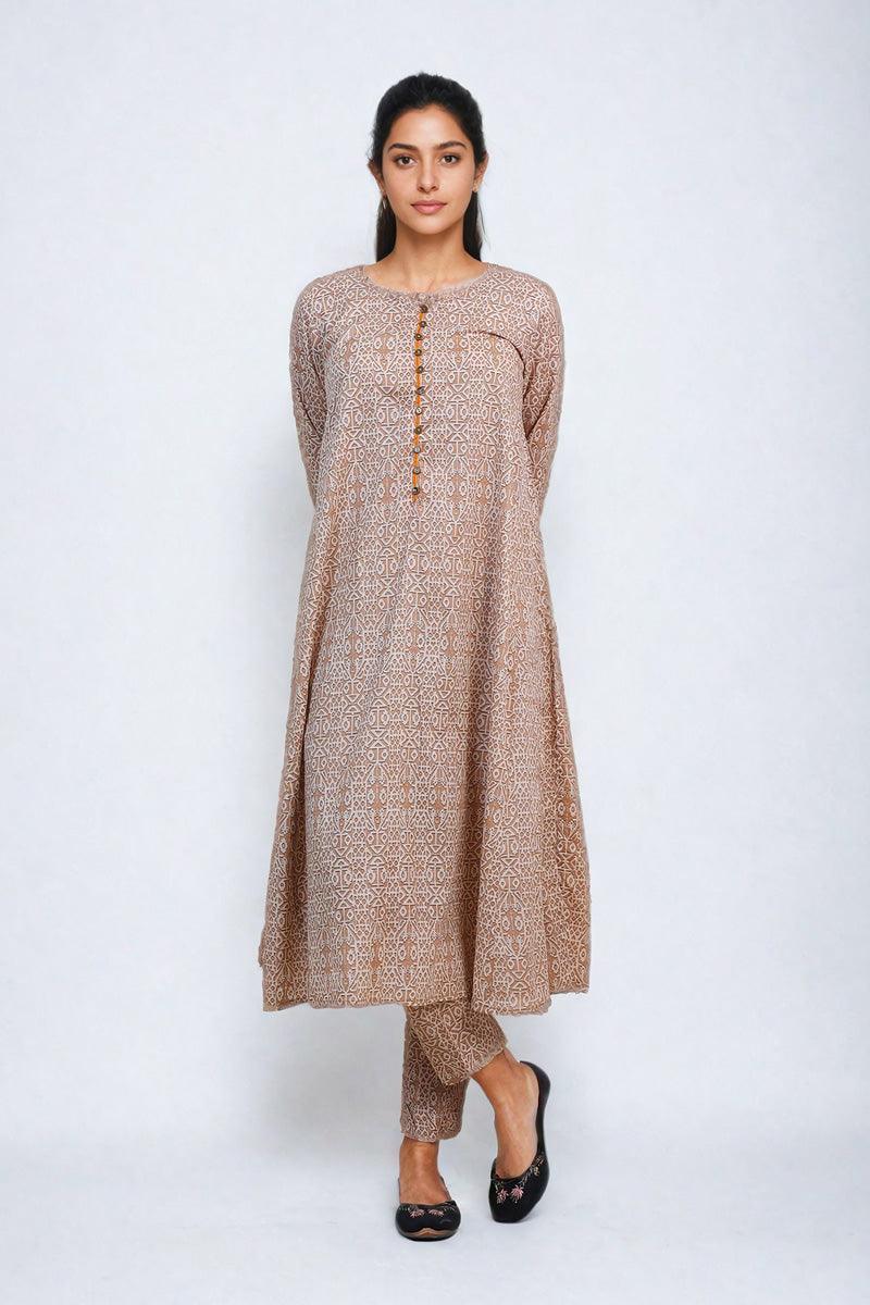 Generation - Jamdani Printed Set - Beige - Lawn - 2 Piece