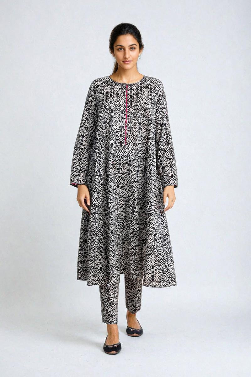 Generation - Jamdani Printed Set - Black - Lawn - 2 Piece