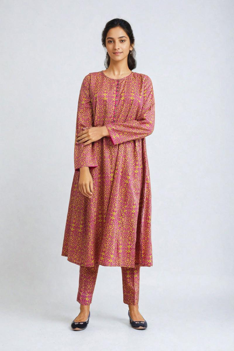 Generation - Jamdani Printed Set - Pink - Lawn - 2 Piece