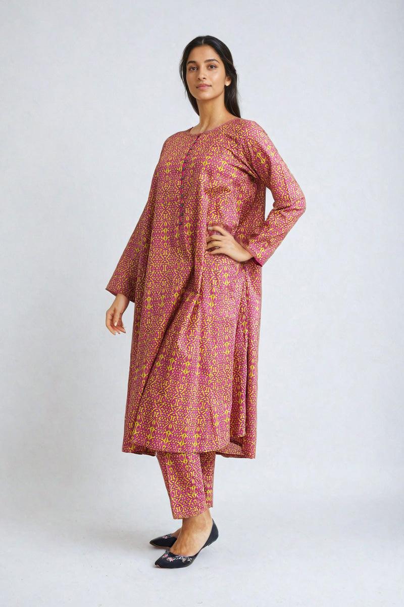 Generation - Jamdani Printed Set - Pink - Lawn - 2 Piece