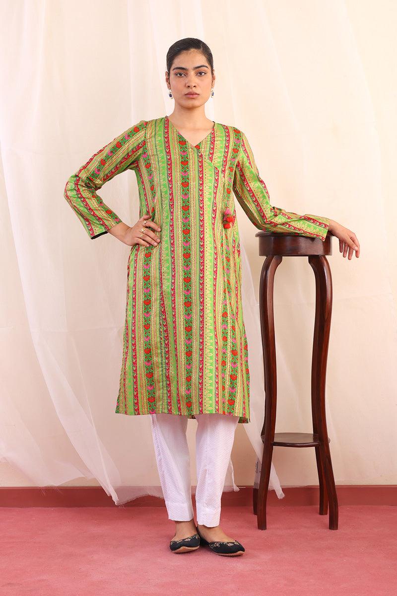 Generation - Zarnigar Angarkha Shirt - Cotton - Green - 1 Piece