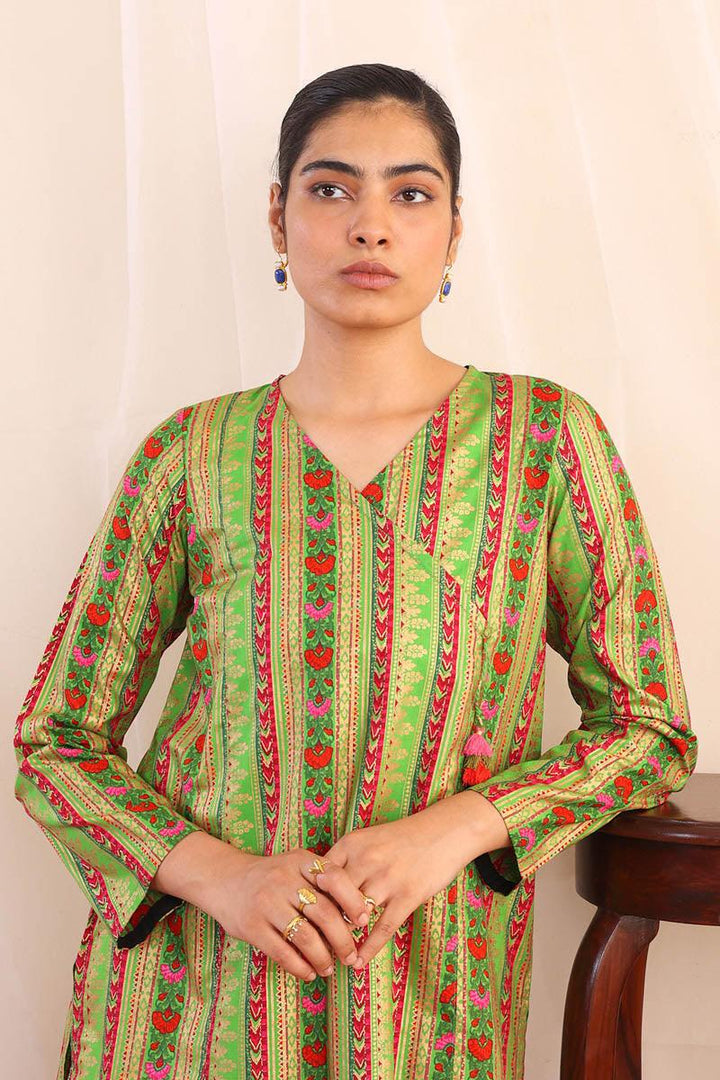 Generation - Zarnigar Angarkha Shirt - Cotton - Green - 1 Piece