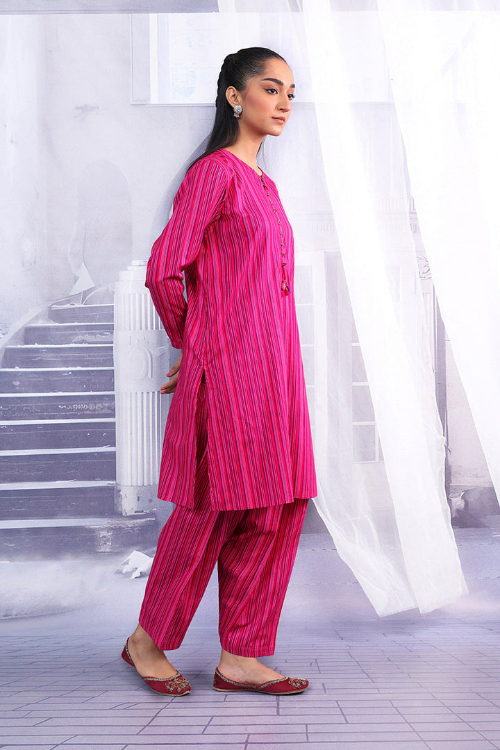 Generation - Gulab Striped Dress - Pink - Lawn - 2 Piece