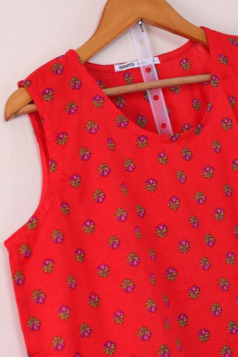 Generation - Afghani Sleeveless Set - Red - Lawn - 2 Piece