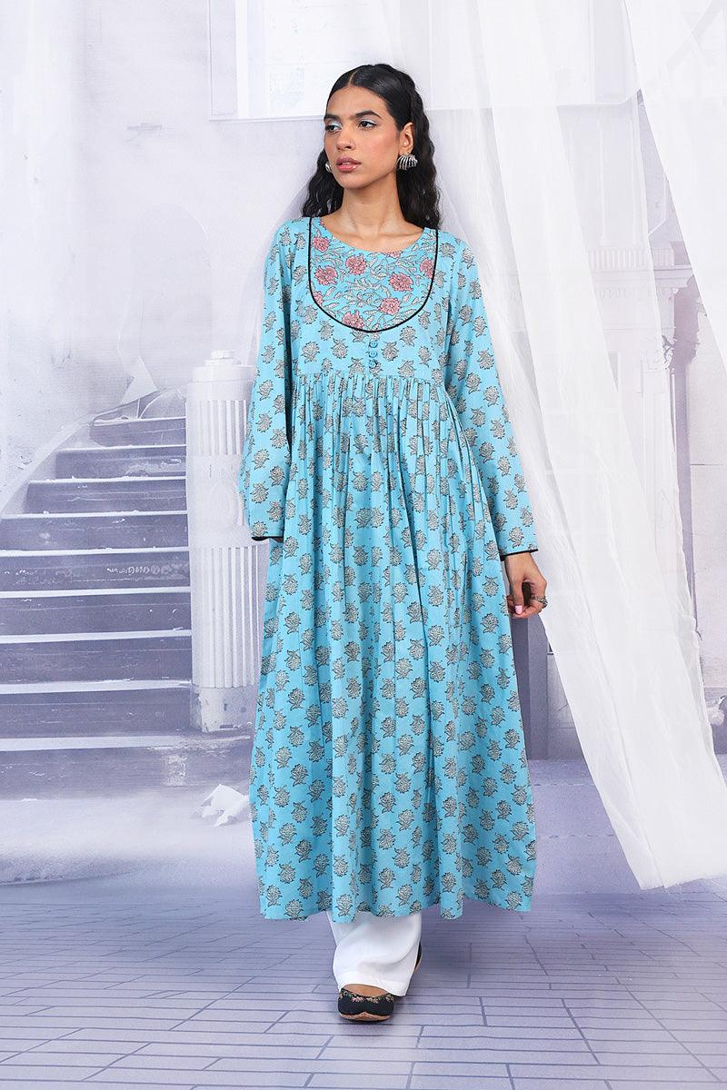 Generation - Sarasa Flared Dress - Sky Blue - Lawn - 1 Piece