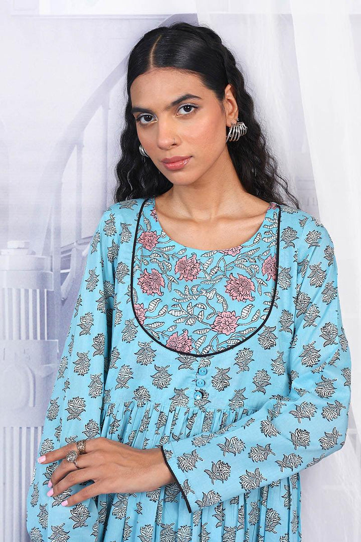 Generation - Sarasa Flared Dress - Sky Blue - Lawn - 1 Piece