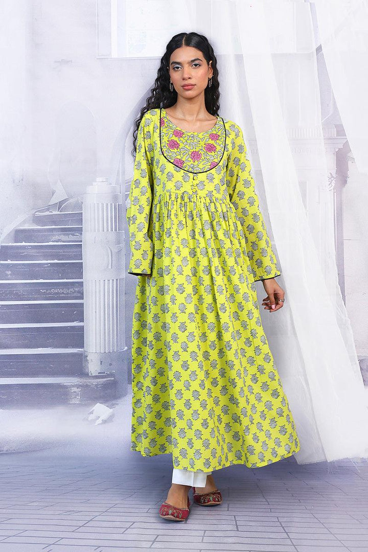 Generation - Sarasa Flared Dress - Yellow - Lawn - 1 Piece